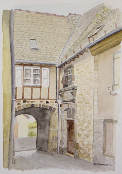 Porte de la Berque 2 Mur-de-Barrez - Aquarelle de Grard Poire - 2004